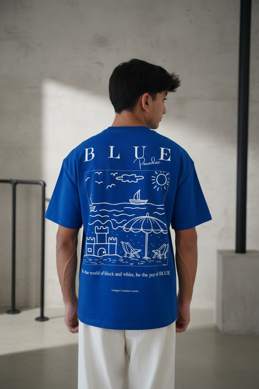 TRUE BLUE OVERSIZED TEE